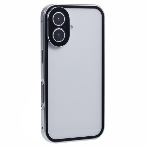 Чохол для iPhone 16, Magnetic Dual Glass, сріблястий