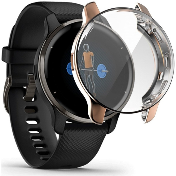 Чехол 2в1 с защитой экрана для часов Garmin Venu 2 Plus, Rose gold