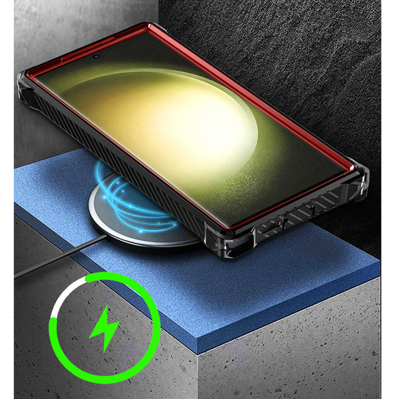 Чехол до Samsung Galaxy S23 Ultra, Heavy Duty Ring Belt Clip, красный