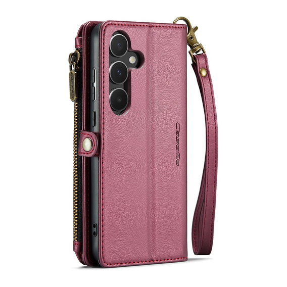 Чехол CASEME для Samsung Galaxy A55 5G, RFID Leather Wallet, с плечевым ремнем, красный