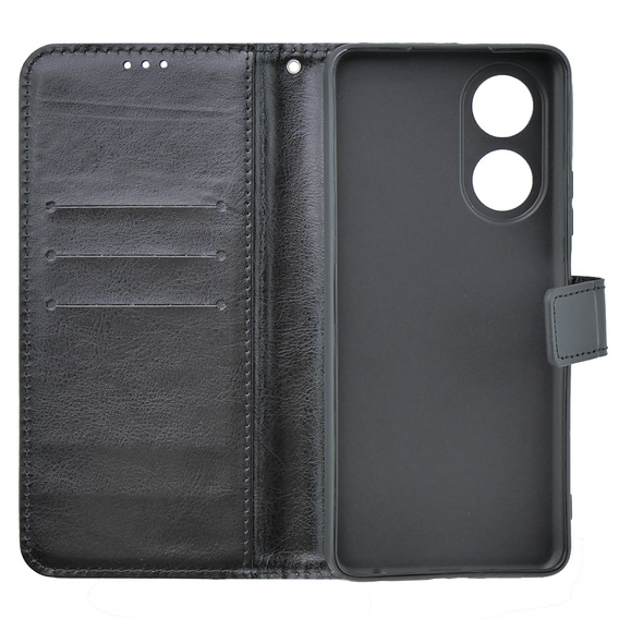 Откидной чехол для Oppo A58 4G, Crazy Horse Wallet, чёрный