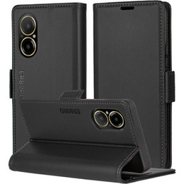 Чохол для Realme C67 4G, ERBORD Glossy Litchi, гаманець з клапаном, чорний