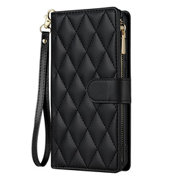 чехол-крышка для Samsung Galaxy A56 5G, Rhombus Crossbody Leather, чёрный