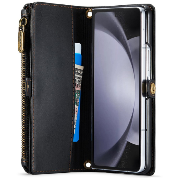 Чохол CASEME для Samsung Galaxy Z Fold6 5G, RFID Leather Wallet з плечовим ременем, чорний