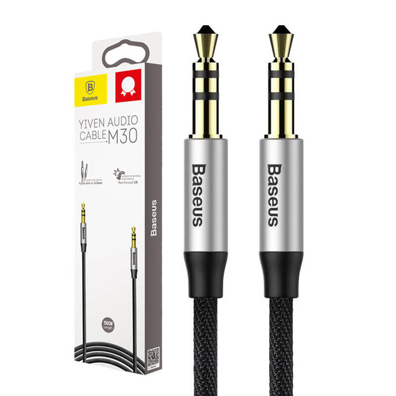 BASEUS Yiven M30 Kabel Minijack 3.5mm Aux 1.5m - Silver/Black