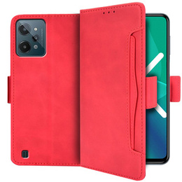 Футляр з клапаном для Realme C31, Card Slot, червоний
