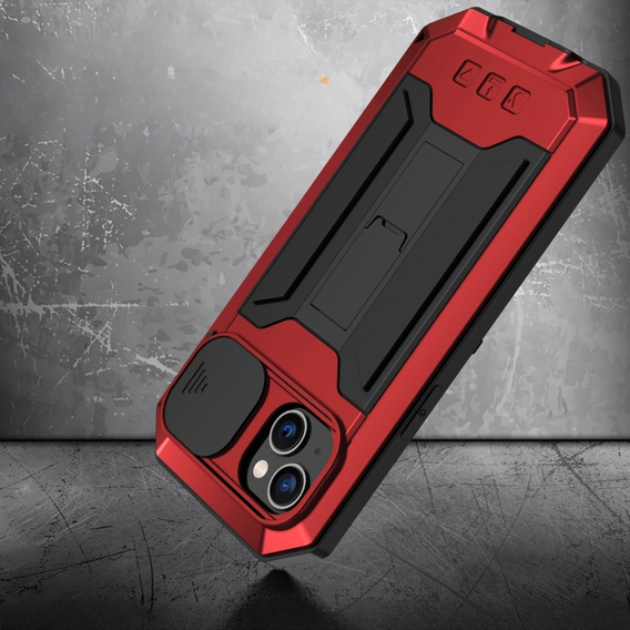 Чехол для iPhone 14, R-JUST CamShield Slide, бронированный, красный / черный