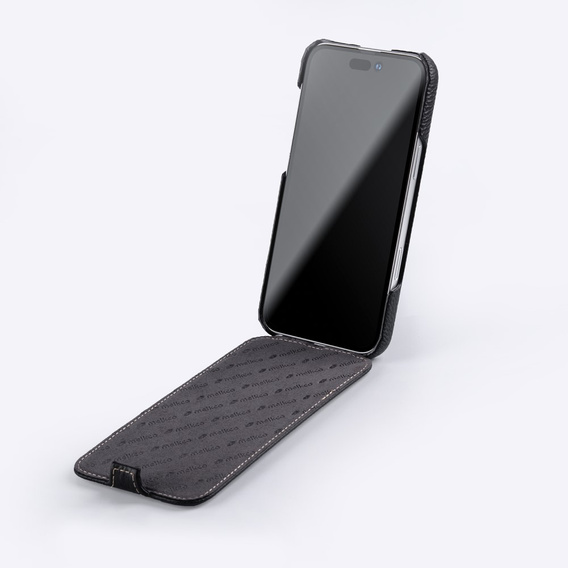 Чехол MELKCO с флипом для iPhone 16 Pro Max, кожа, флип, чёрный