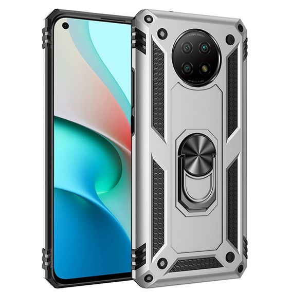 Бронированный Чехол до Xiaomi Redmi Note 9T 5G, Nox Case Ring, серебряный