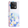 Чохол-книжка для Xiaomi Redmi Note 13 5G, Wallet, Butterfly & Flowers білий