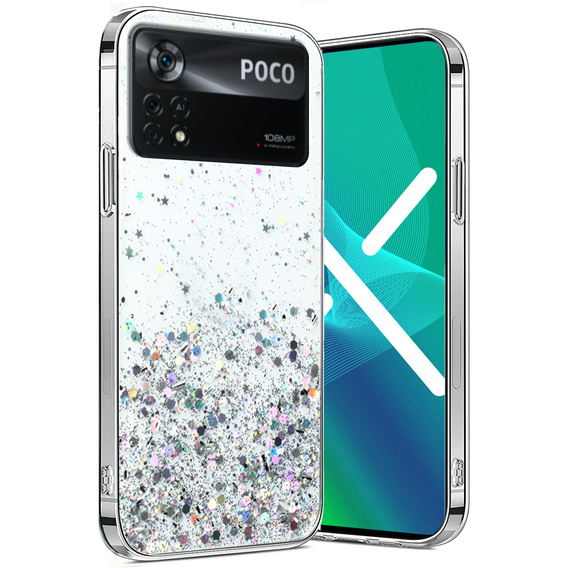 Чехол до Xiaomi Poco X4 Pro 5G, Glittery, прозрачный
