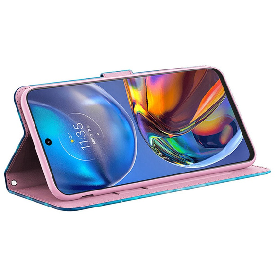 Откидной чехол для Motorola Moto E22 / E22i, Wallet Butterfly, синий