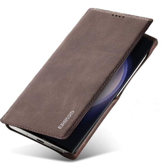Чохол-книжка для Samsung Galaxy S23 Ultra, ERBORD Retro, коричневий