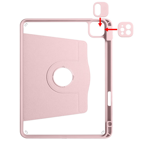 Чохол для iPad Pro 11" 2022/2021/2020 (4/3/2 gen.), з місцем для стилуса, що обертається на 360°, рожевий