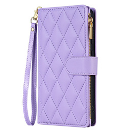 Чохол-сумка для Samsung Galaxy A56 5G, Rhombus Crossbody Leather, фіолетовий