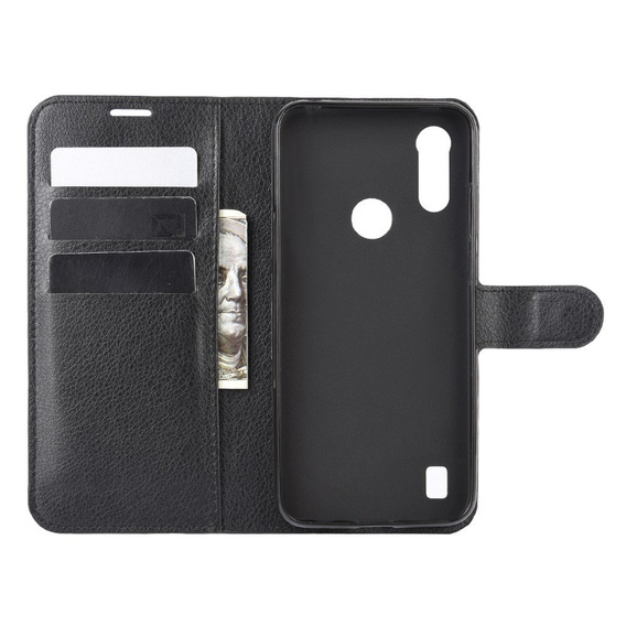 Чехол Wallet до Motorola Moto E6S, Litchi, Black