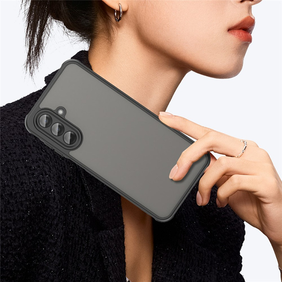 Матовий чохол для Samsung Galaxy A17 5G, димчастий з чорними боковинами