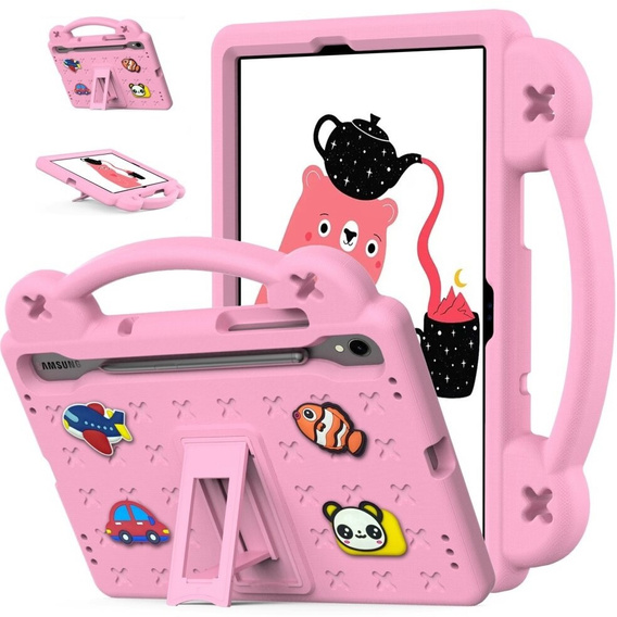 Дитячий чохол для планшета Samsung Galaxy Tab S7/S8/S9, Cute Patterns, з підставкою, рожевий