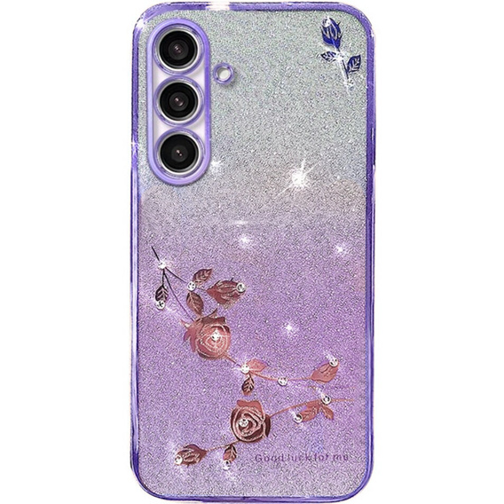 Чехол для Samsung Galaxy S23 FE, Glitter Flower, фиолетовый