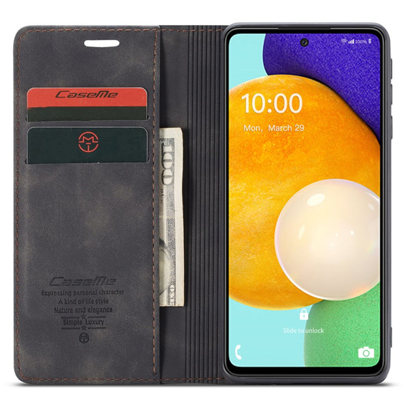 Чехол CASEME для Samsung Galaxy A53 5G, Leather Wallet Case, чёрный