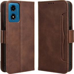 Откидной чехол для Motorola Moto E14, Card Slot, коричневый