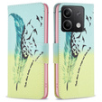 Откидной чехол для Xiaomi Redmi Note 13 5G, Wallet, Feather синий / жёлтый