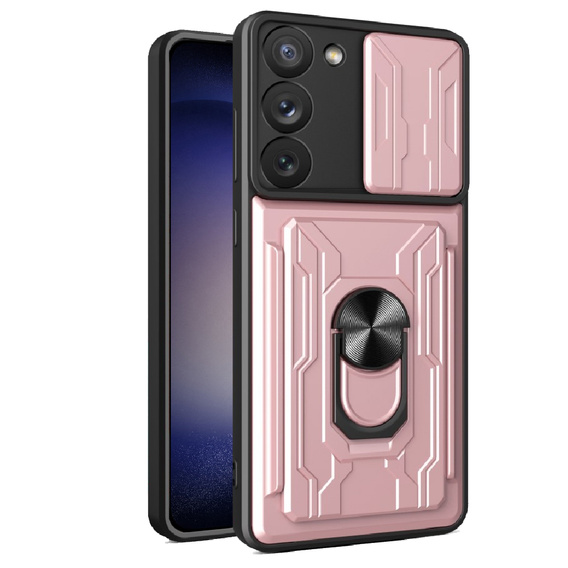 Броньований чохол для Samsung Galaxy S23, Camera Slide Card Slot, рожевий rose gold