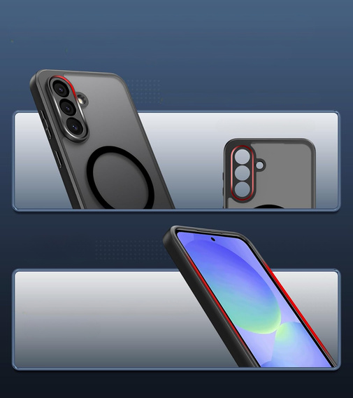 Чохол для Samsung Galaxy A36, для MagSafe, ERBORD Matt Case, чорний + захисне скло