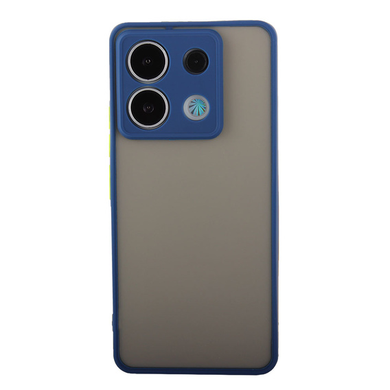 Силіконовий чохол для Xiaomi Redmi Note 13 Pro 5G, із захистом камери, прозорий / синій + Загартоване скло 9H