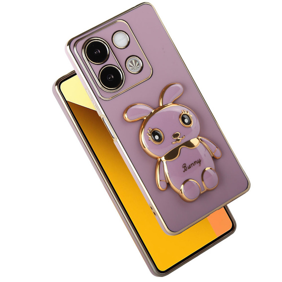 Чохол для Xiaomi Redmi Note 13 5G, Rabbit, фіолетовий + загартоване скло 9H
