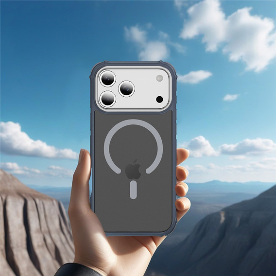 Матовий чохол для iPhone 17 Pro Max, броньований, для MagSafe, димчастий з сірими боками