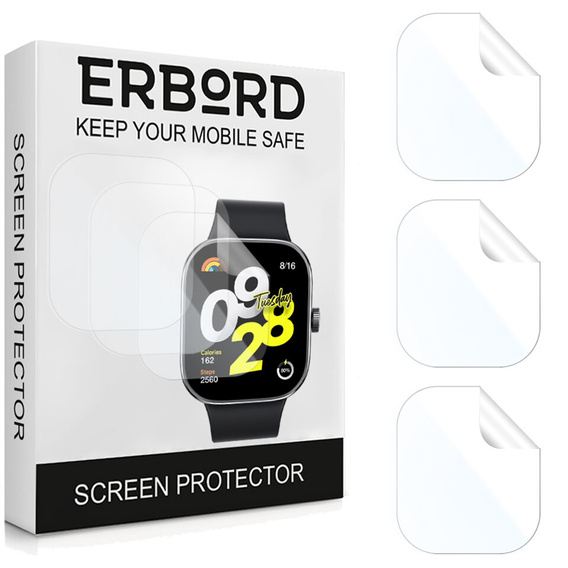 3x ERBORD Гідрогелева фольга для Xiaomi Redmi Watch 4