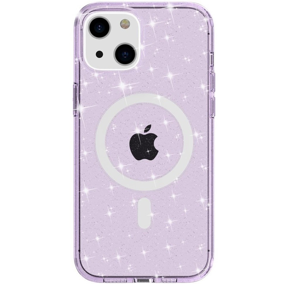 Чехол до iPhone 14, Dropproof MagSafe Glitter, фиолетовый