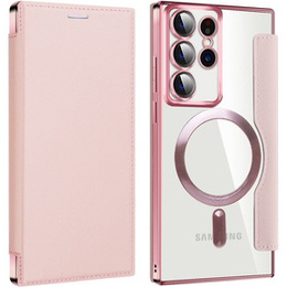 Чохол-книжка для Samsung Galaxy S22 Ultra 5G, RFID Wallet MagSafe CamShield, рожевий