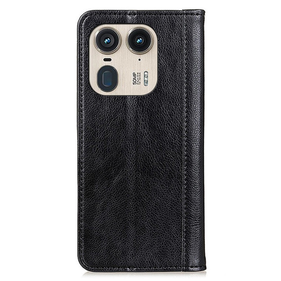 Флип-кейс для Motorola Edge 50 Ultra, Split Leather, чёрный