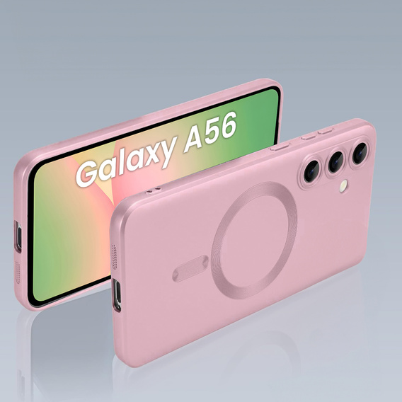 Чехол для Samsung Galaxy A56, ColorMag, для MagSafe, розовый + закаленное стекло 9H