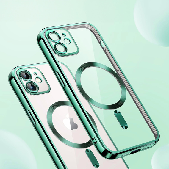 Чехол для iPhone 11, Electro MagSafe, зелёный + стекло для экрана