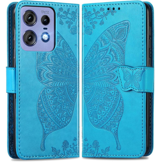 Откидной чехол для Motorola Edge 50 Pro, Butterfly, синий
