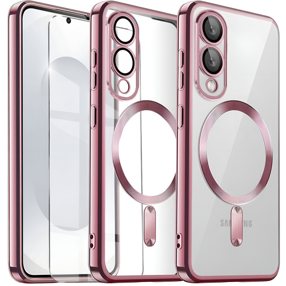 Чохол для Samsung Galaxy S25 Edge, Electro MagSafe, рожевий rose gold + Скло на екран