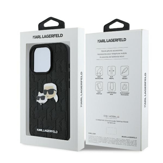 Чохол Karl Lagerfeld Hardcase Monogram Karl & Choupette Head Pin для iPhone 16 Pro