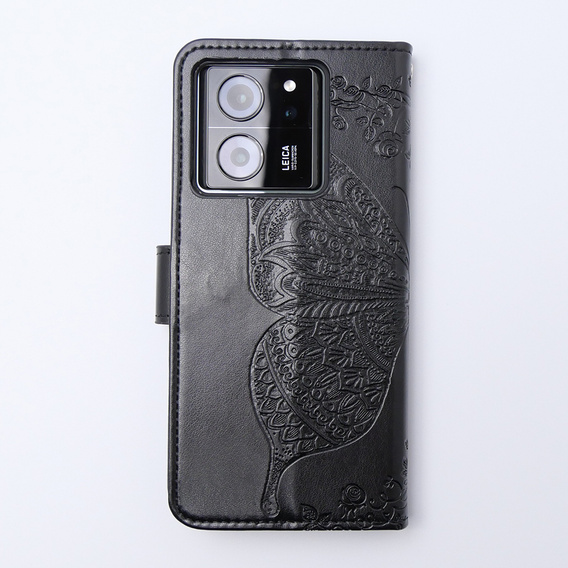 Откидной чехол для Xiaomi 13T / 13T Pro, Butterfly, чёрный