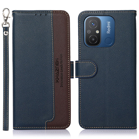 Чохол-книжка для Xiaomi Redmi 12C, KHAZNEH RFID, синій / коричневий