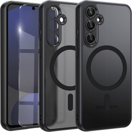 Чохол для Samsung Galaxy S24 FE, для MagSafe, ERBORD Matt Case, чорний + захисне скло