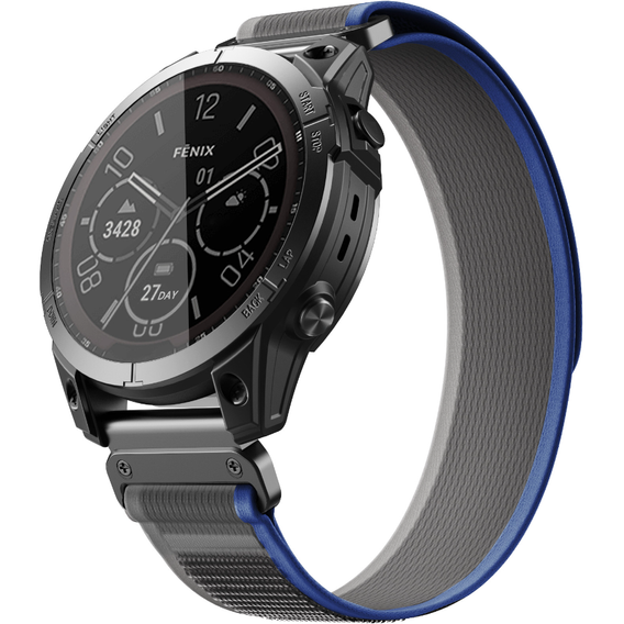 Нейлоновий ремінець до Garmin Fenix 22mm, Grey / Blue