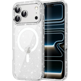 Чехол для iPhone 17 Pro, для MagSafe, глиттер, прозрачный