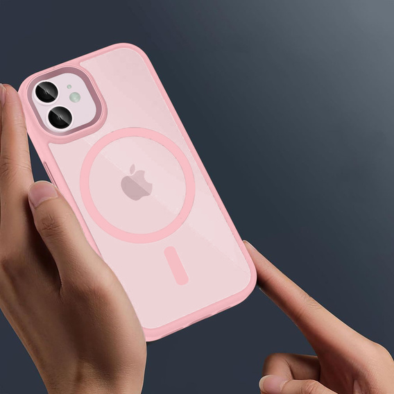Чехол для iPhone 11, для MagSafe, ERBORD Matt Case, розовый + стекло для экрана