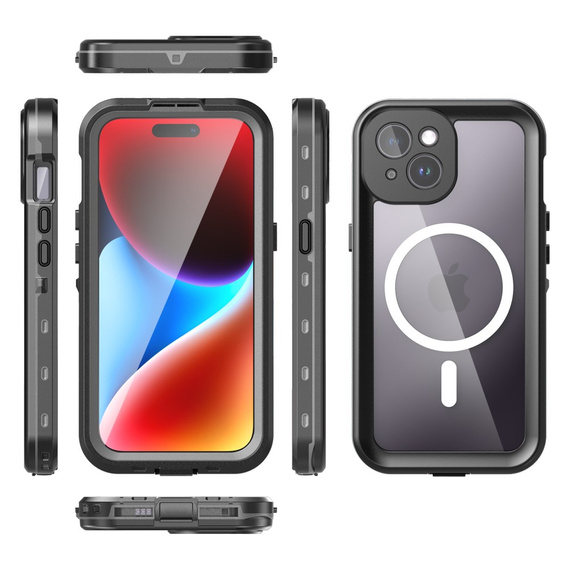 Водонепроникний чохол IP68 для iPhone 15, SHELLBOX MagSafe, чорний
