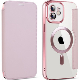 Чохол-книжка для iPhone 12, RFID Wallet MagSafe CamShield, рожевий