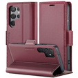 Чехол для Samsung Galaxy S25 Ultra, ERBORD Glossy Litchi, кошелек с клапаном, красный