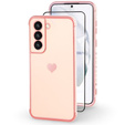 Чехол для Samsung Galaxy S21, Electro heart, розовый rose gold + полное клеевое керамическое стекло